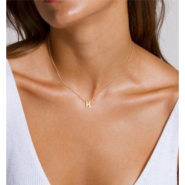 Hothrty Letter Initial Necklace 14K Gold Plated Pendant Tiny K Pendant Gold Dainty Initial Choker Initial Letter Jewelry for Woman