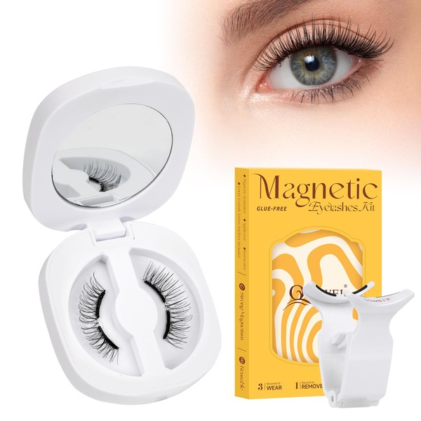 QUEWEL Magnetic Eyelashes with Applicator Soft 3D Magnetic Lashes Natural