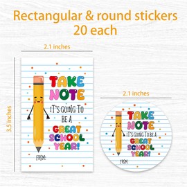 Welcome Back To School Stickers-40Pcs Take Note It's Going To Be A Great School Year Cute Labels-Teacher Reward Motivational Stickers For Students Teens-Classroom Party Favors Decor & Supplies - A01
