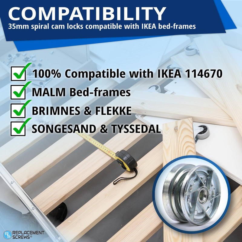 ReplacementScrews Bed Frame Cam Wheel Locks Compatible with IKEA Part