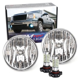 iJDMTOY OEM-Spec Clear Lens Fog Light Kit with 69-SMD Super Bright Ice Blue LED Replacement Bulbs Compatible With 2007-2013 GMC Sierra 1500 2500 3500