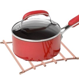 FitWell Heat-Resistant Steel Dining Protector Modern Metal Trivet for Kitchen Table, Holds Hot Pots & Cast Iron Cookware, Trivet for Serving and Organization of Hot Dishes in Kitchen (Copper)