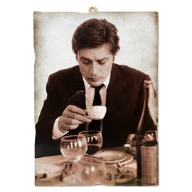 KUSTOM ART Cucuba Vintage Style Attore & Coffee Series Alain Delon Wooden Print 18 x 25 cm