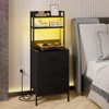 Fixwal 41 Inch Tall Nightstand with Charging Station, Led Night