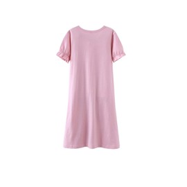 Allmeingeld Kids Girls' Sweet Nighties Lace Sleep Shirts 100% Cotton Loungewear Short Sleeve Blue 6t