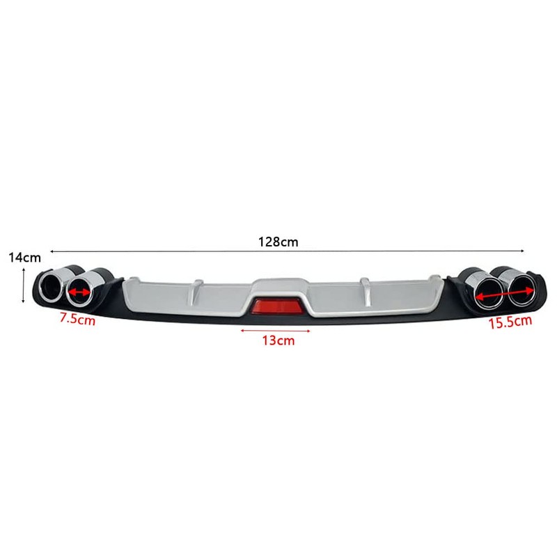 Universal Car Rear Bumper Lip Diffuser Spoiler 4 Holes Exhaust