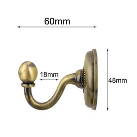NUOLUX 2Pcs Vintage Alloy Pommel Curtain Holdbacks Tieback Hooks Door Wall Hat Coat Hangers (Bronze)