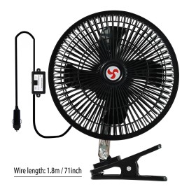 XUKEY 8'' 24V Car Auto Summer Cooling Oscillating Fan Travel Van 360 Rotation Portable