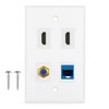 Tayte HDMI Coax Ethernet Wall Plate, 4-Port, White, Cat6, HDMI,