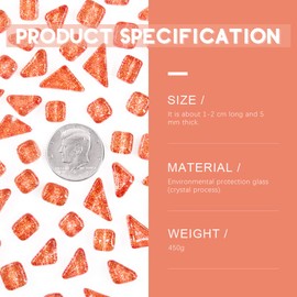 Swpeet 1 Pound Orange Shine Crystal Series Mosaic Tiles Assortment Kit, Square and Triangle Genuine Glitter Crystal Tiles Perfect for Home Decoration Crafts