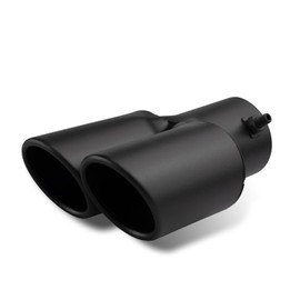 Arwrilt 2.5" Inlet Dual Exhaust Tip, Straight Exhaust Pipe with Screw, Stainless Steel Muffler Exhaust, Tail Pipe Muffler Tip, Auto Fashion Modificed Parts, Universal Rear Tip Pipe for Cars (Black)