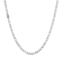 HSWYFCJY Silver Figaro Chain Men Chain Necklace Stainless Steel Mens Chains Jewelry Necklace Gifts (46CM)