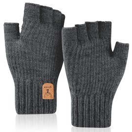 SGQTZDZQ Fingerless Gloves for Men Women, Winter Knitted Mens Fingerless Gloves, Mens Gloves for Driving， Running，Daily Wear (Dark Gray)