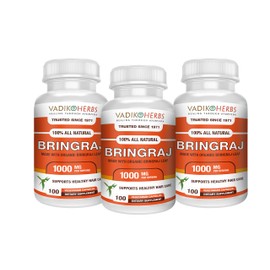 Vadik Herbs Certified Organic Bringraj (Eclipta erecta, Eclipta alba) Powder 3 Bottles Capsules