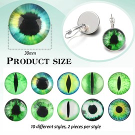 TOAOB 20pcs 30mm Green Dragon Eyes Glass Cabochons Eyes for Clay Doll Making Sculptures Props Craft DIY Findings Jewelry Making