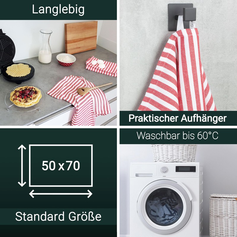 Zollner 310 Tea Towels, Striped, 50 x 70 cm, Set