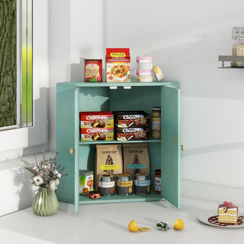 Trironsun Corner Bread Box for Kitchen Counter Double Layer Bamboo