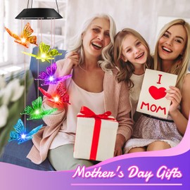 Birthday Gifts for Women, Gifts for Mum, Winzwon Solar Butterfly Wind Chimes Garden Gifts for Her, Grandma, Mothers Day, Christmas, Easter Decoration Outdoor lights for Garden Yard Porch