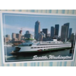 SEATTLE  WA AERIAL VIEW SEATTLE PHOTO POST CARD  WASHINGTON STATE FERRIES SEATTLE WASHINGTON