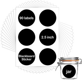 Chalkboard Labels Sticker 2.5 inch Round Erasable Reusable Blackboard Mason Jar Lid Canning Label for Decorating Mason Jars, Pantry, Home and Office & Craft DIY 90 pcs