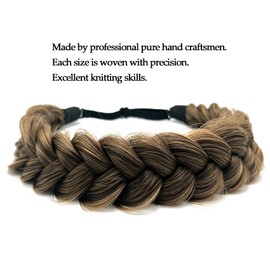 STHEJFB Braid Headband 2 Strands Messy Classic Chunky Plaited Wide Braids Elastic Stretch Quality Synthetic Braided Headband Women Girl Bohemian Hair Braid 65g (Headbands A5)