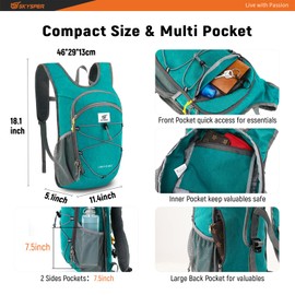 SKYSPER Small Backpack 20L Foldable Daypack Lightweight Hiking Backpack Daypack Travel Backpack Women Men