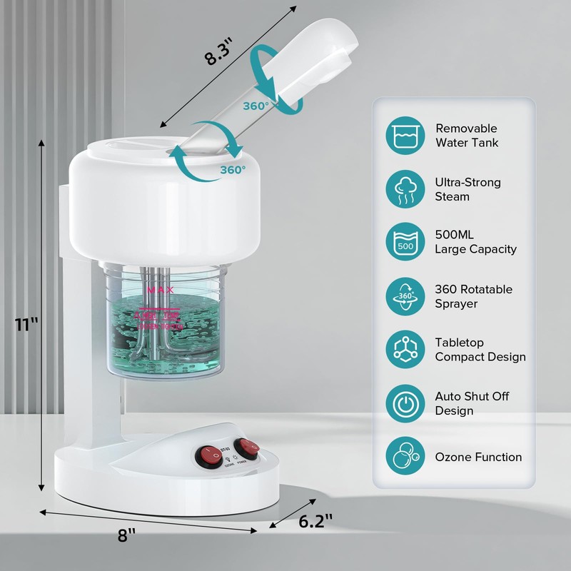 Easy to Clean and Dry Facial Steamer with Removable Water