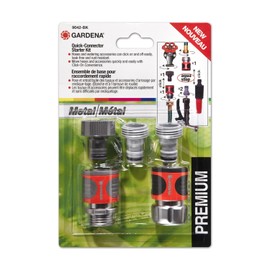 GARDENA 5-Piece Premium Metal Quick Connect Garden Fittings: Hose Attachment Kit for 5/8 Inch or 1/2 Inch Hose - Quickly Attach Sprinklers, Spray Nozzles, and Accessories.