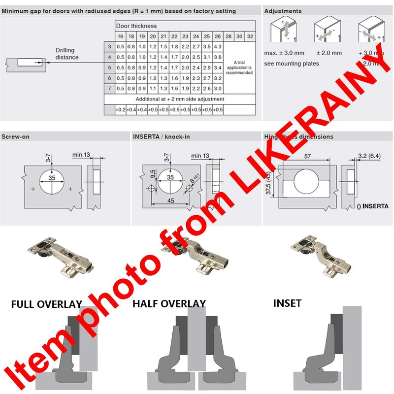 Blum Clip Top BLUMOTION 110 Degree Standard Hinges Kitchen Cabinet