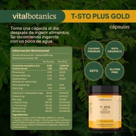 Testo Plus Gold 120 Capsulas 500mg Suplemento Vitalbotanics Sabor Sin sabor