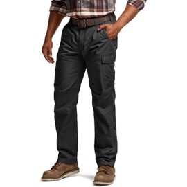 CQR Men's Winter Tactical Cargo Pants, Thermal Fleece Lined Outdoor Snow Ski Hiking Work, Ouray Black, 38W x 30L