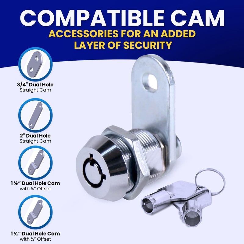FJM Security MEI-2400AS-KA Tubular Cam Lock for Smart Home, Cabinet