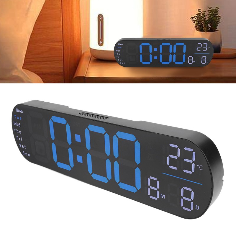 Digital Wall Clock Large Display with Remote Control Auto Brightness