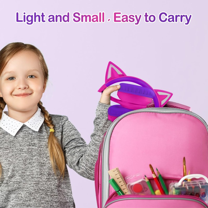 LOBKIN Bluetooth 5.3 Kids Headphones with Case - RGB LED