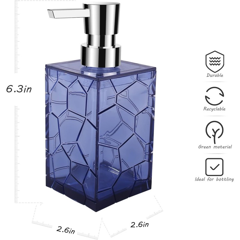 Hand Soap Dispenser Set Clear Acrylic Plastic Liquid Pump Bottles