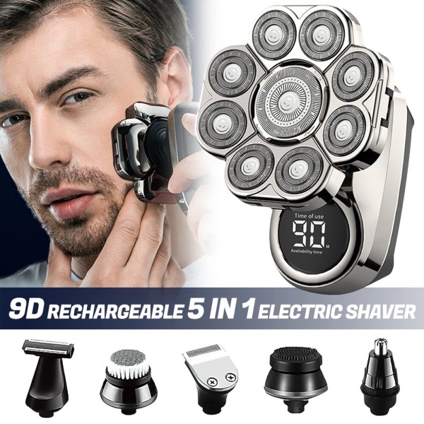 SOFIA 6-in-1 9D Rotary Electric Shaver Rechargeable Bald Head Shaver
