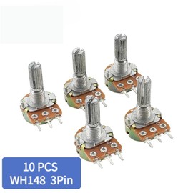 COPTYQXX 10PCS WH148 Linear Potentiometer 20mm 3pin with Nuts and Washers 1K 2K 5K 10K 20K 50K 100K 250K 1M Potentiometers Kit(100K Ohm)