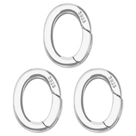 SUNNYCLUE 1 Box 3 Pieces 10 mm 925 Sterling Spring Ring Clips Spring Gate Ring Bulk Pack Silver Round Carabiner Clip Clasps Purses Carabiner Hook O Rings for Jewellery Making Key Chain