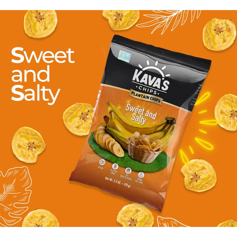 Kava's Plantain Chips, Sweet & Salty Chips - 12 Packs