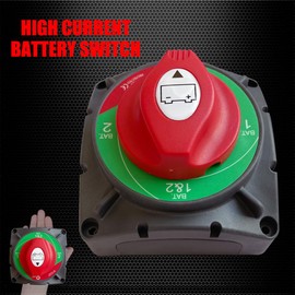 Ampper High Current 1-2-Both-Off Battery Switch, 12-48 V Battery Master Cut Disconnect Switch Isolator for Marine Boat, Ship, Yacht, RV, Truck (1-2-Both-Off, High Current)