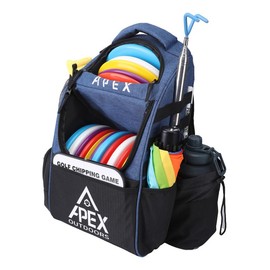 Apex Outdoors Disc Golf Bag, Disc Golf Backpack with 20+ Disc Capacity, Durable & Lightweight Disc Golf Bags with Multiple Storage Pockets (Blue)