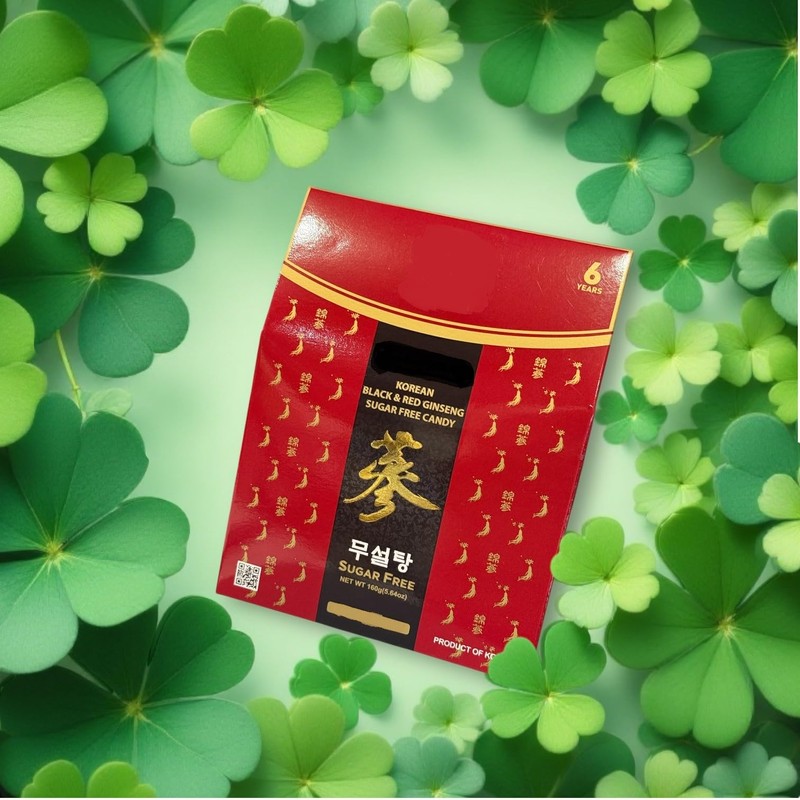 Korean Ginseng Candy, Sugar Free (1 PACK, BLACK AND RED