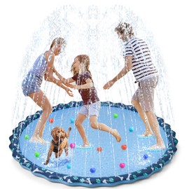 HaoVrisn Non-Slip Splash Pad for Toddlers & Dogs, Extra Thick Non-Toxic PVC Material - Dog Splash Pad, Outdoor Kids Sprinkler Play Mat for Yard, Lawn, Backyard - Kids Pool Summer Water Toys