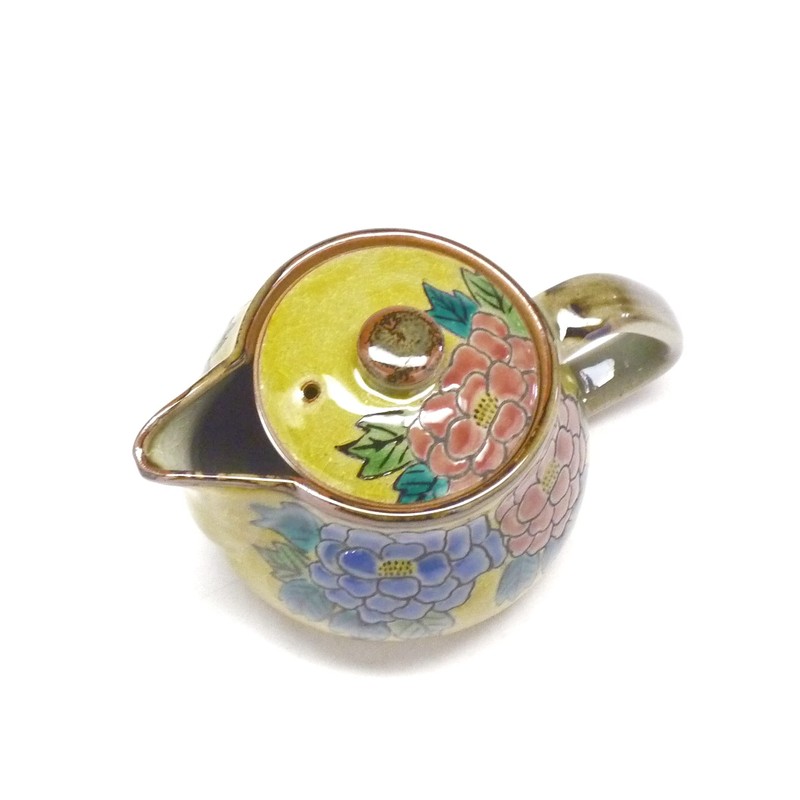 Kutani [Teapot/Teapot] Large, Dark Painted Peony [Back Picture]