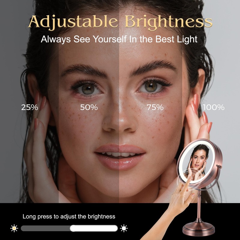 MIRRORVANA Lighted Make Up Mirror with 15X Magnification - 15X
