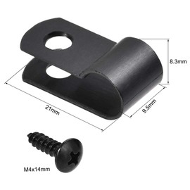 TOP-VIGOR Kabelklemmen, Nylon, R-Typ, 6,4 mm, Kunststoff-Kabelklemmen-Sortiment, Befestigungs-Set, Kunststoff-Drahtklemmen-Clips für elektrische Kabel, Draht, Kabelmanagement, Schwarz, 50 Stück