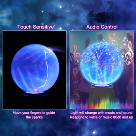 6 Inch Magic Plasma Ball, Electrostatic Ball, Touch Sensitive Flash Ball, Physics Flash, Plasma Lamp Sphere, Globe Sphere Light, Touch Sensitive Lamp, Flashing Educational Spi