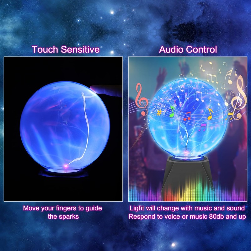 6 Inch Magic Plasma Ball, Electrostatic Ball, Touch Sensitive Flash