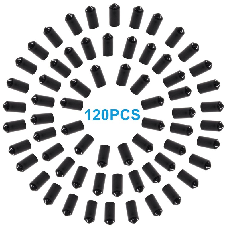 Cjueiom 120pcs Black Rubber End Caps, 7mm / 9/32 inch