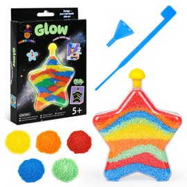 MAGICACORN Glow Sand Art Kit for Kids – DIY Creative Craft Activity, Sand Art Bottle with Glow-in-The-Dark Effect, Arts and Crafts Gift for Kids Age 5-12, Fun Busy Activity, Gift Ideas (Star)